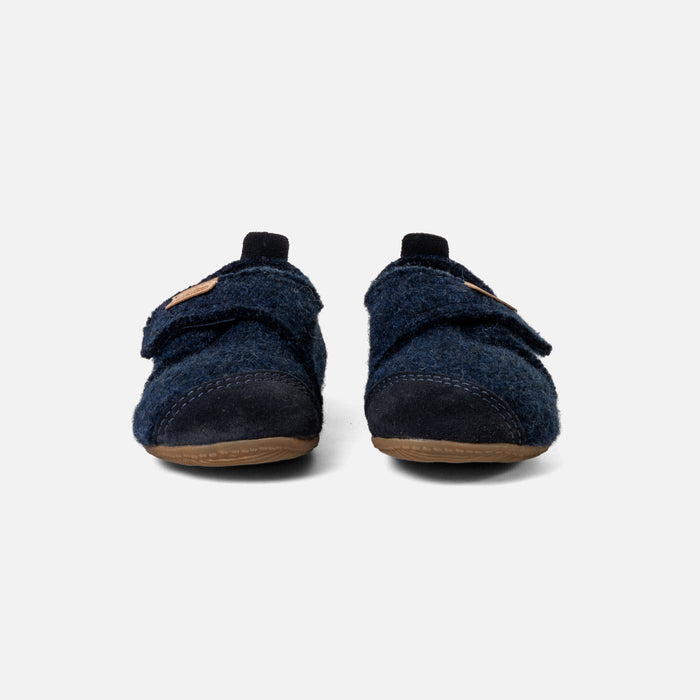 Kids Boiled Wool Toe Cap Slipper Shoe - Night Blue