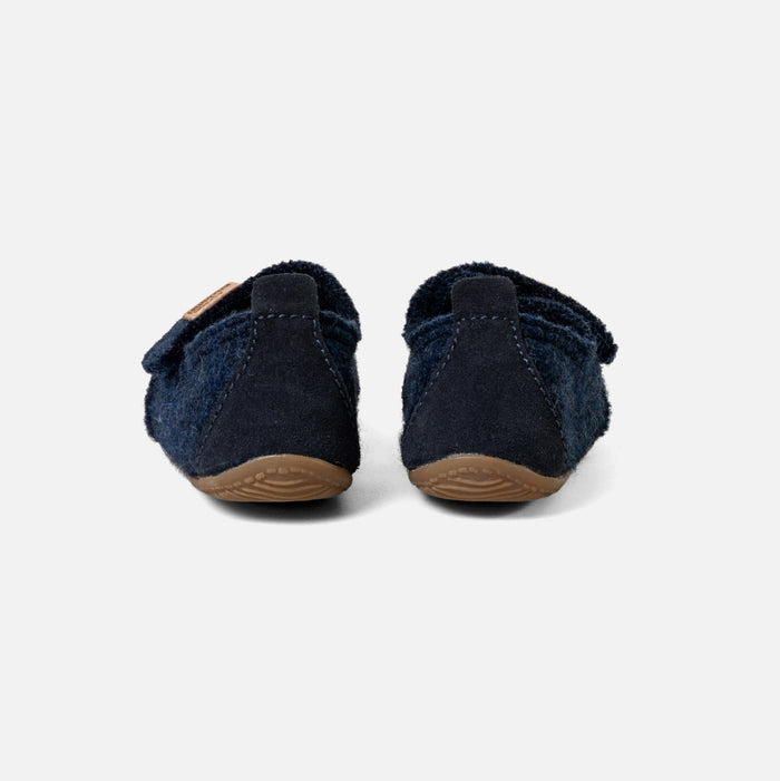 Kids Boiled Wool Toe Cap Slipper Shoe - Night Blue