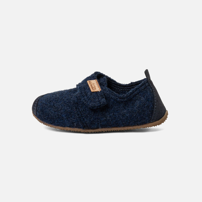 Kids Boiled Wool Toe Cap Slipper Shoe - Night Blue