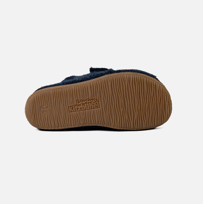 Kids Boiled Wool Toe Cap Slipper Shoe - Night Blue