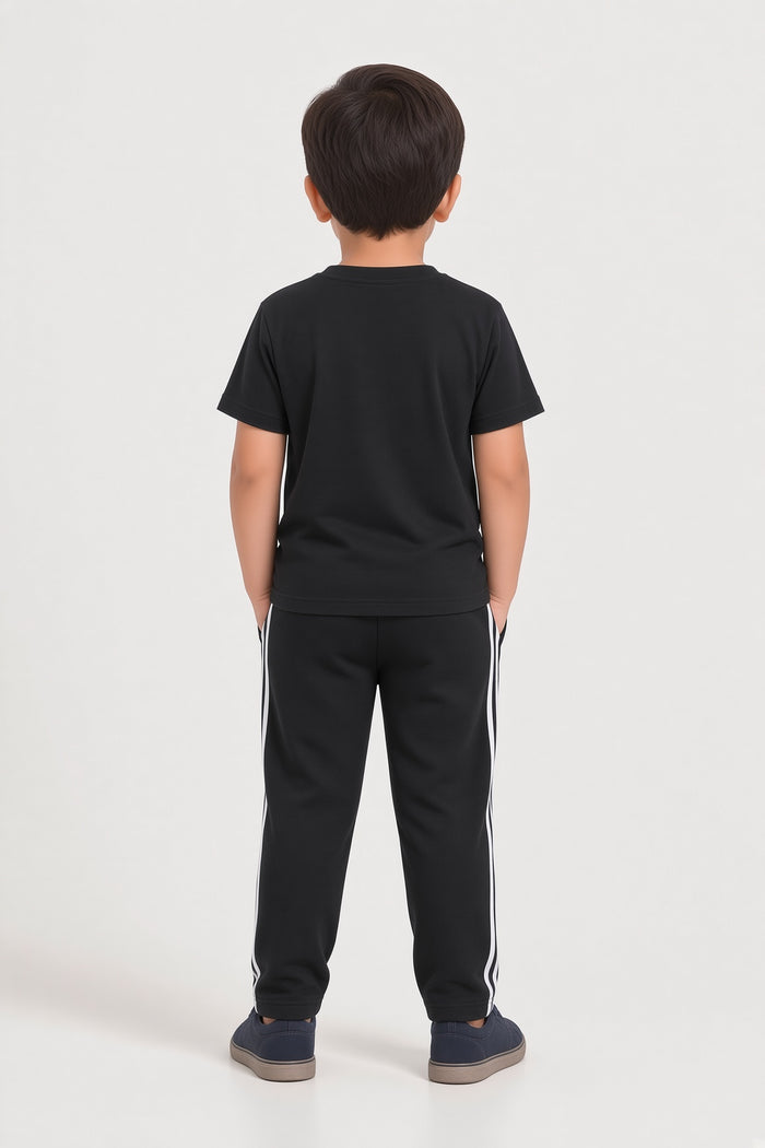 Kids Boys Premium Striped Single Jersey Cotton T-Shirt & Trouser Set