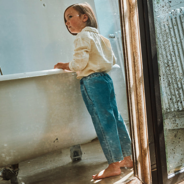 Kids Cotton Bambou Blouse - Pastel Yellow/Almond Milk Stripe