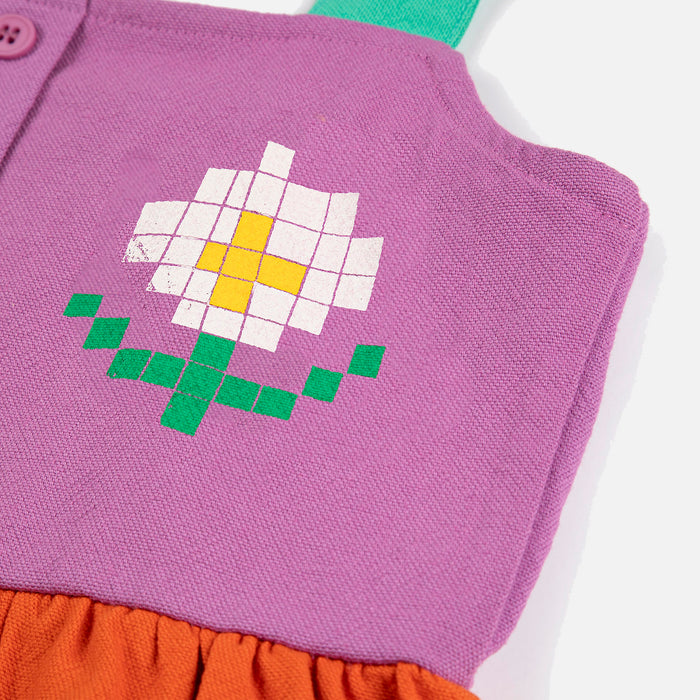 Kids Cotton Block Dress - Pixel Daisy