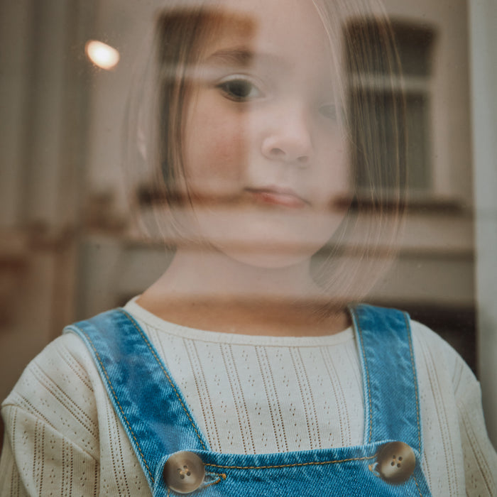 Kids Cotton Denim Quetsch Dungarees - Light Blue