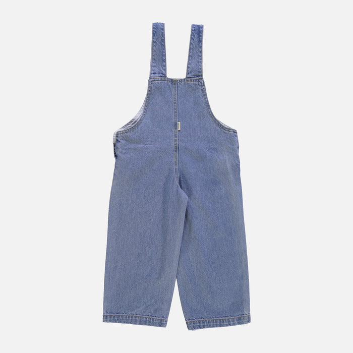 Kids Cotton Denim Quetsch Dungarees - Light Blue