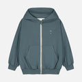 Kids Cotton Hooded Cardigan - Blue Grey