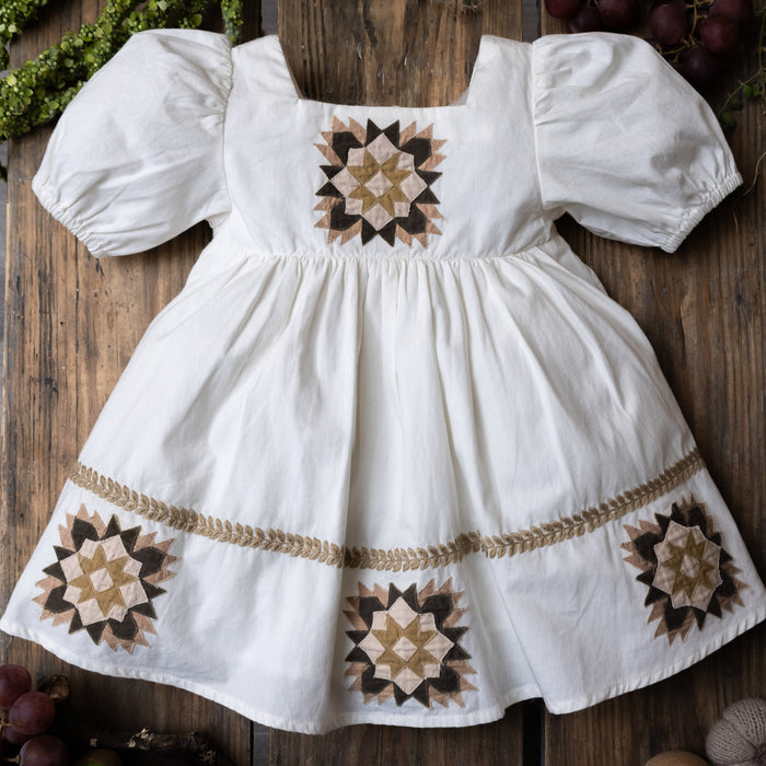 Kids Cotton Patchwork Dress - Marshmallow