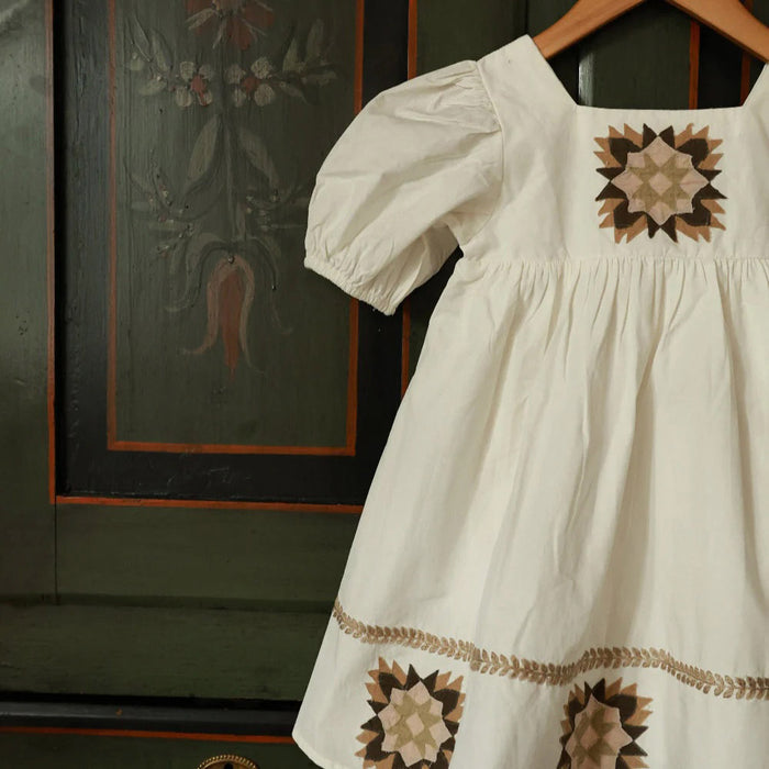 Kids Cotton Patchwork Dress - Marshmallow