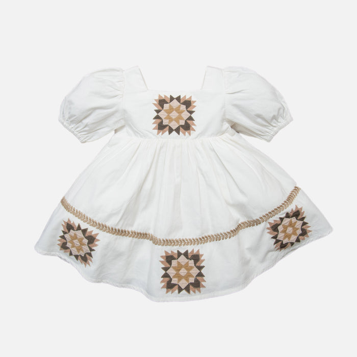 Kids Cotton Patchwork Dress - Marshmallow