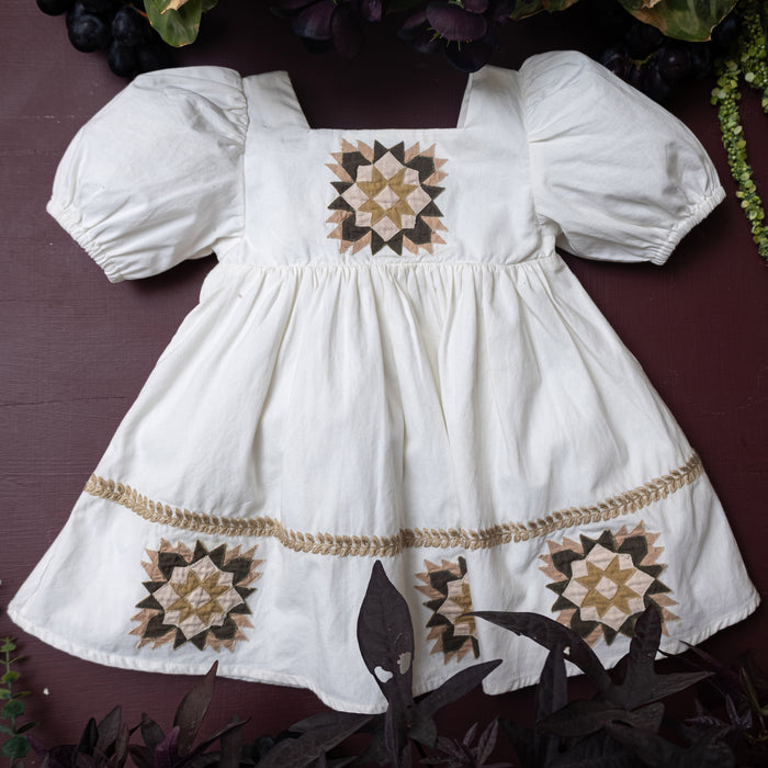 Kids Cotton Patchwork Dress - Marshmallow