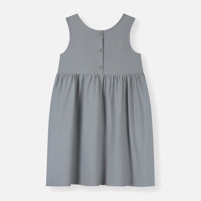 Kids Cotton Sleeveless Dress - Stone Grey