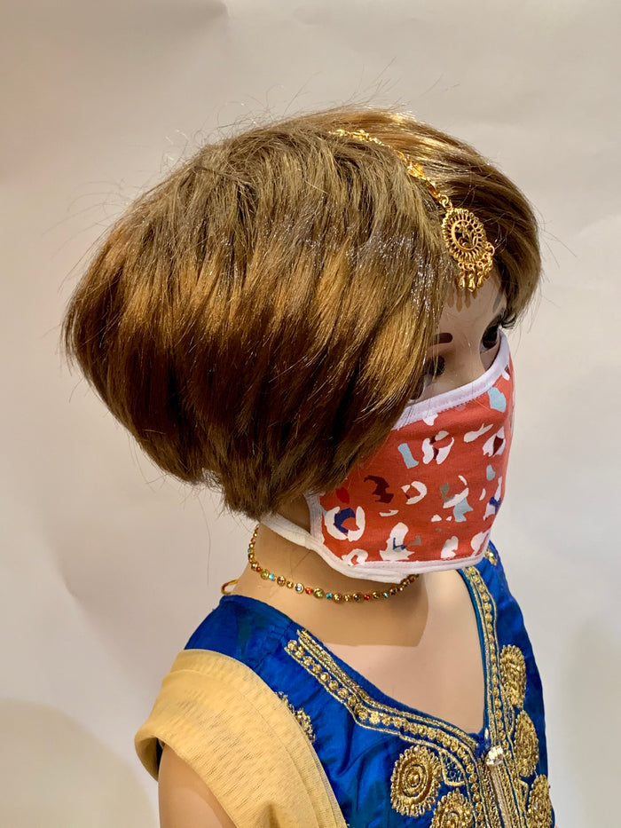 Kid's Cotton Unisex Red & White Abstract Printed Cloth Face Masks