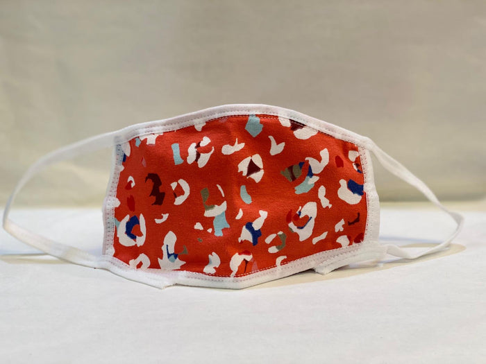 Kid's Cotton Unisex Red & White Abstract Printed Cloth Face Masks