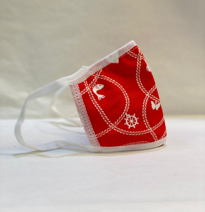 Kid's Cotton Unisex Red & White Abstract Printed Cloth Face Masks