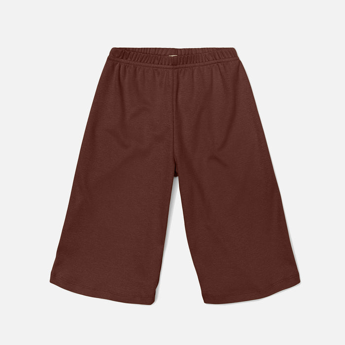 Kids Cotton Wide Leg Trousers - Chestnut
