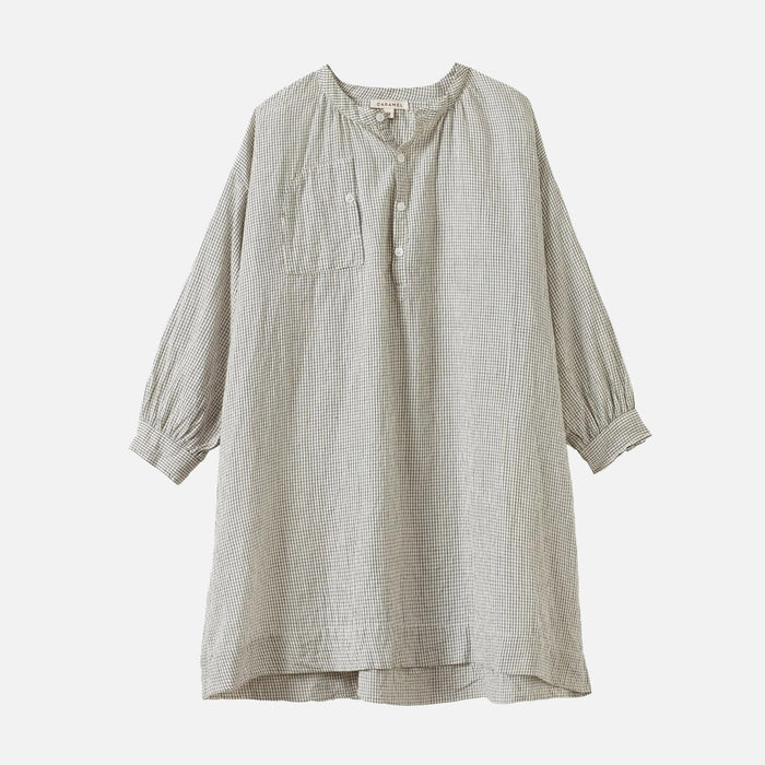 Kids Handloomed Cotton Yew Dress - Black Micro Check