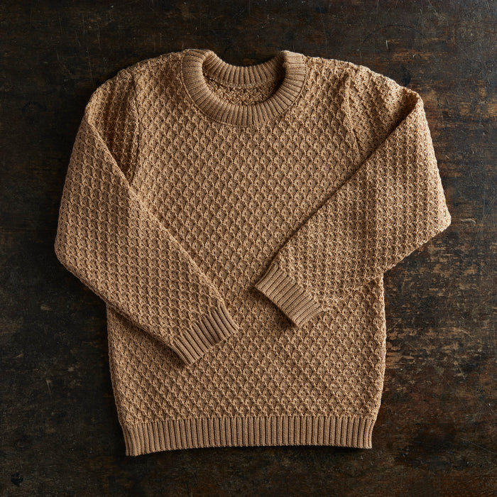 Kids Merino Wool Aran Jumper - Caramel