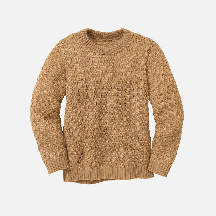 Kids Merino Wool Aran Jumper - Caramel