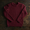Kids Merino Wool Aran Jumper - Cassis