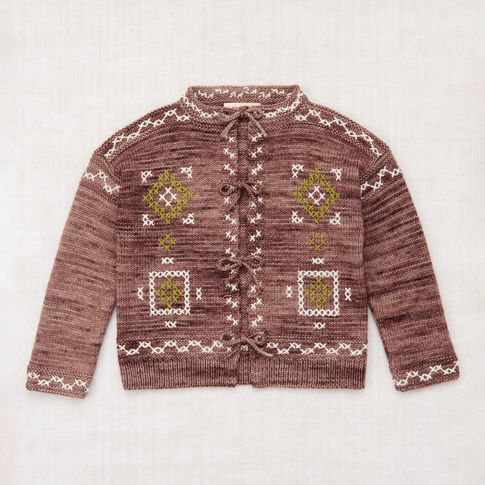 Kids Merino Wool Cross Stitch Bjorn Cardigan - Affogato