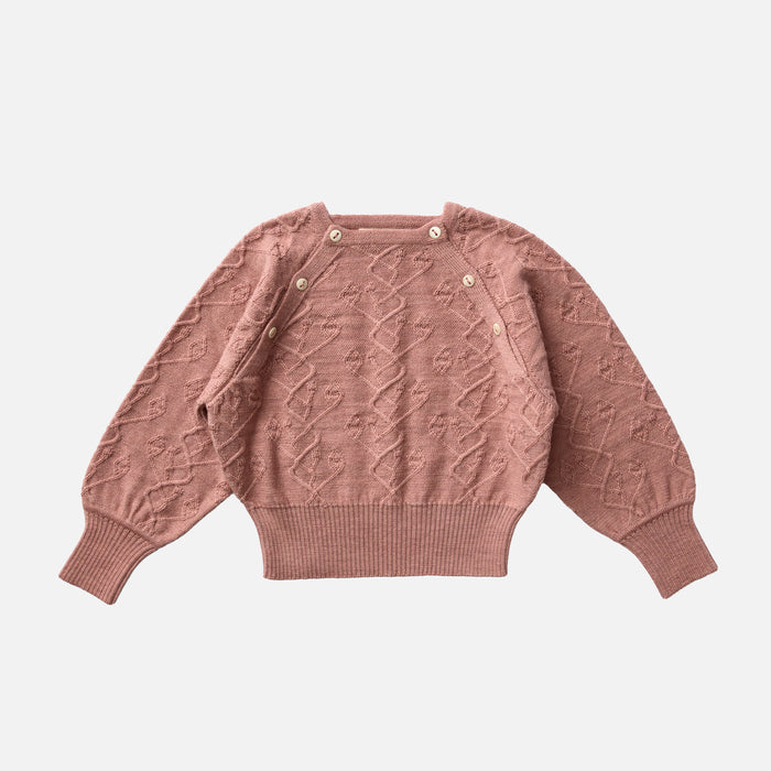 Kids Merino Wool Hawk pullover - Rosewood