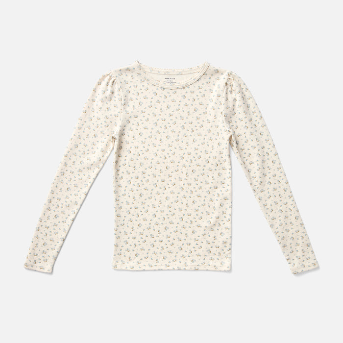 Kids Pima Cotton Pouf Tee - Calico Pointelle Oasis
