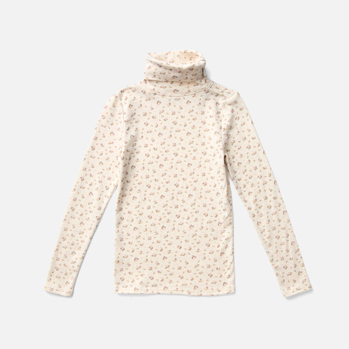 Kids Pima Cotton Snap Turtleneck - Calico Pointelle Rosewood