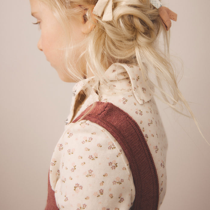 Kids Pima Cotton Snap Turtleneck - Calico Pointelle Rosewood