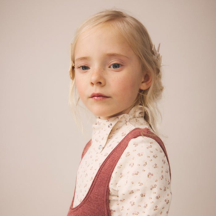 Kids Pima Cotton Snap Turtleneck - Calico Pointelle Rosewood