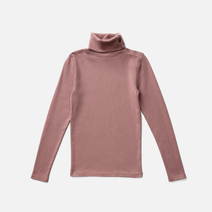 Kids Pima Cotton Snap Turtleneck - Cherry