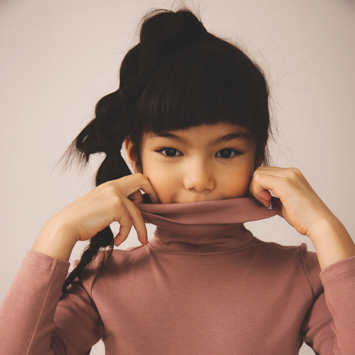 Kids Pima Cotton Snap Turtleneck - Cherry