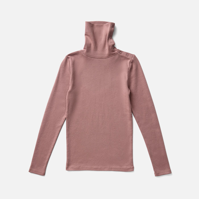 Kids Pima Cotton Snap Turtleneck - Cherry