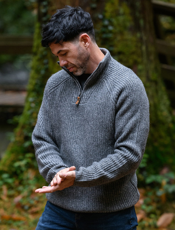 Killybegs Half-Zip Wool Sweater - Pepper #color_pepper