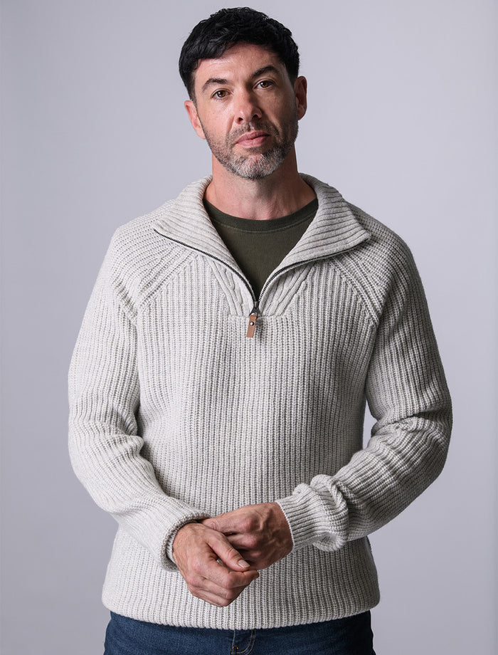 Killybegs Half-Zip Wool Sweater - Winter White #color_winter-white