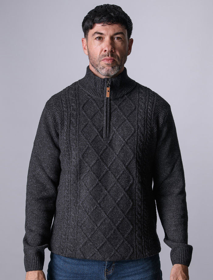 Kinsale Half-Zip Wool Sweater - Charcoal Marl #color_charcoal-marl