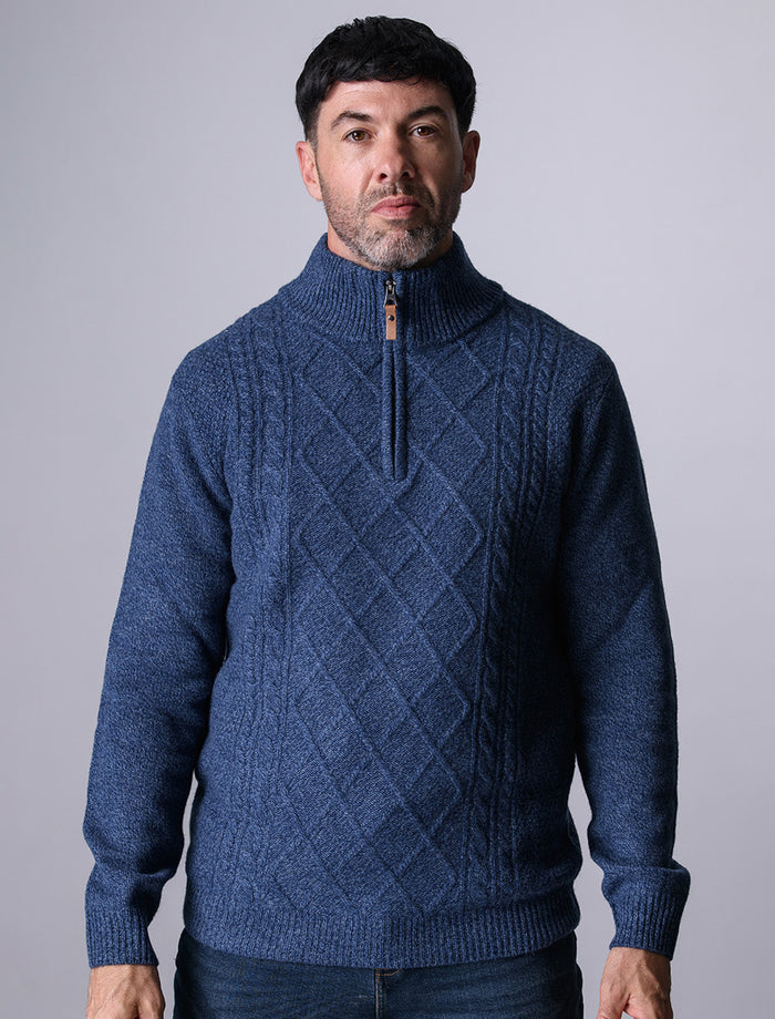 Kinsale Half-Zip Wool Sweater - Indigo Marl #color_indigo-marl