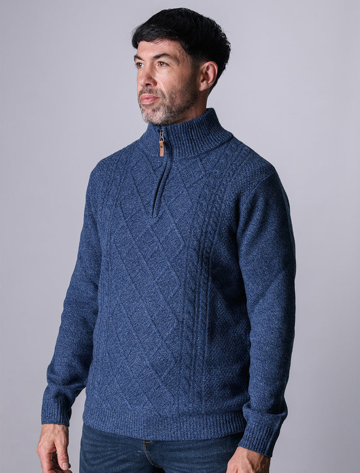 Kinsale Half-Zip Wool Sweater - Indigo Marl #color_indigo-marl