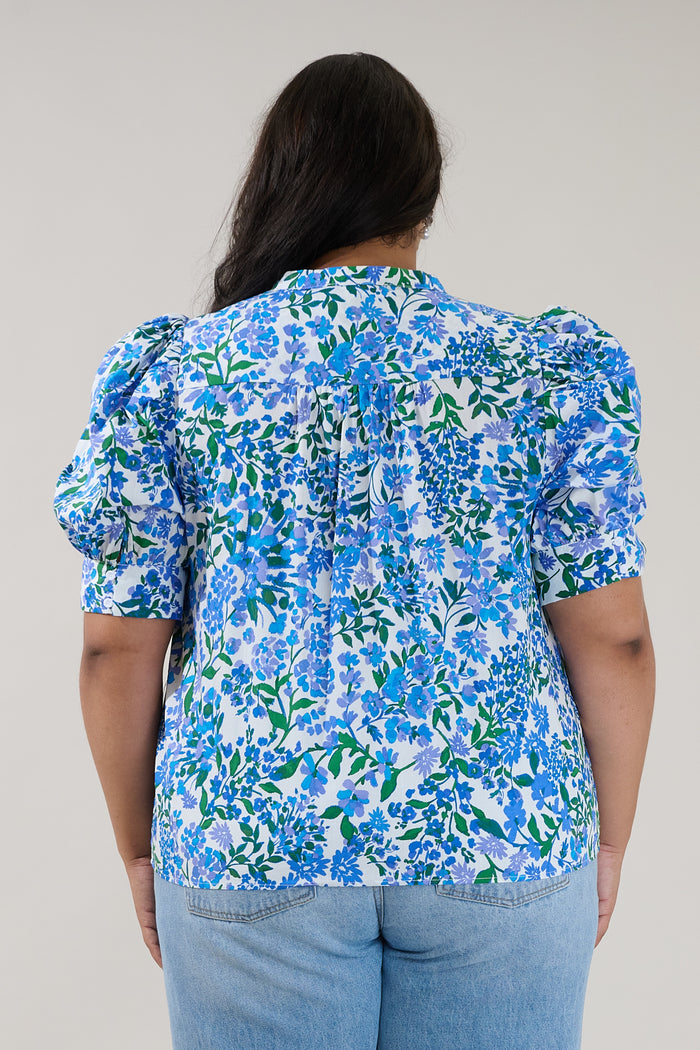 Klina Drape Sleeve Top Floral Curve
