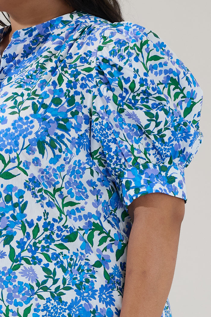 Klina Drape Sleeve Top Floral Curve