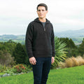 Men's charcoal zip collar jumper in blended Merino and Possum Fur.
