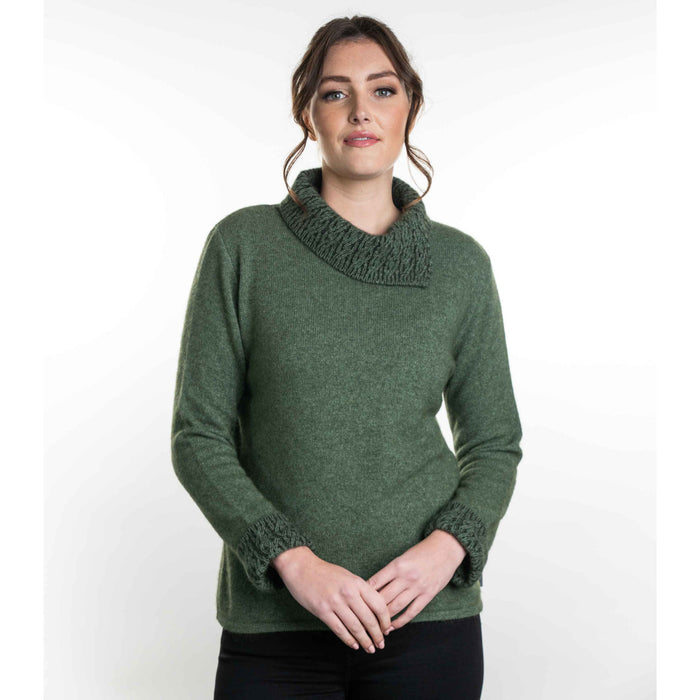 Koru Merino - Possum Two Tone Jumper (K0471) Moss/Black