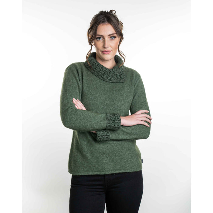 Koru Merino - Possum Two Tone Jumper (K0471) Moss/Black