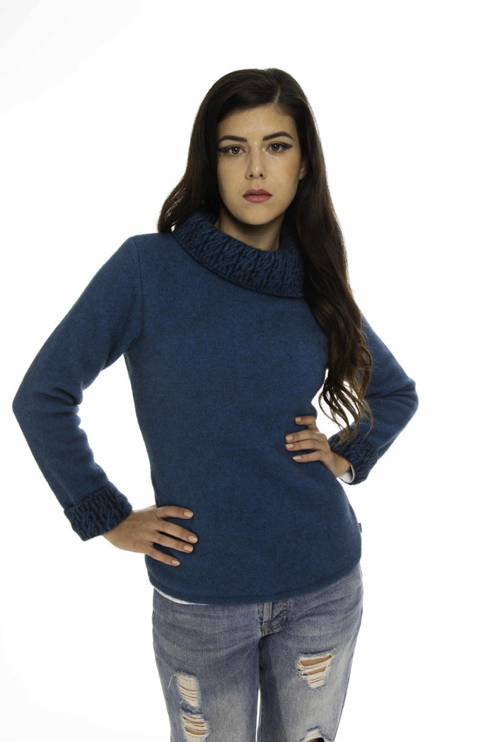 Possum Two Tone Jumper (K0471)-Pacific/Black