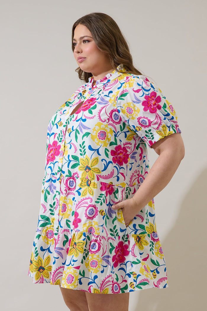 Kress Floral Domis Shift Mini Dress Curve