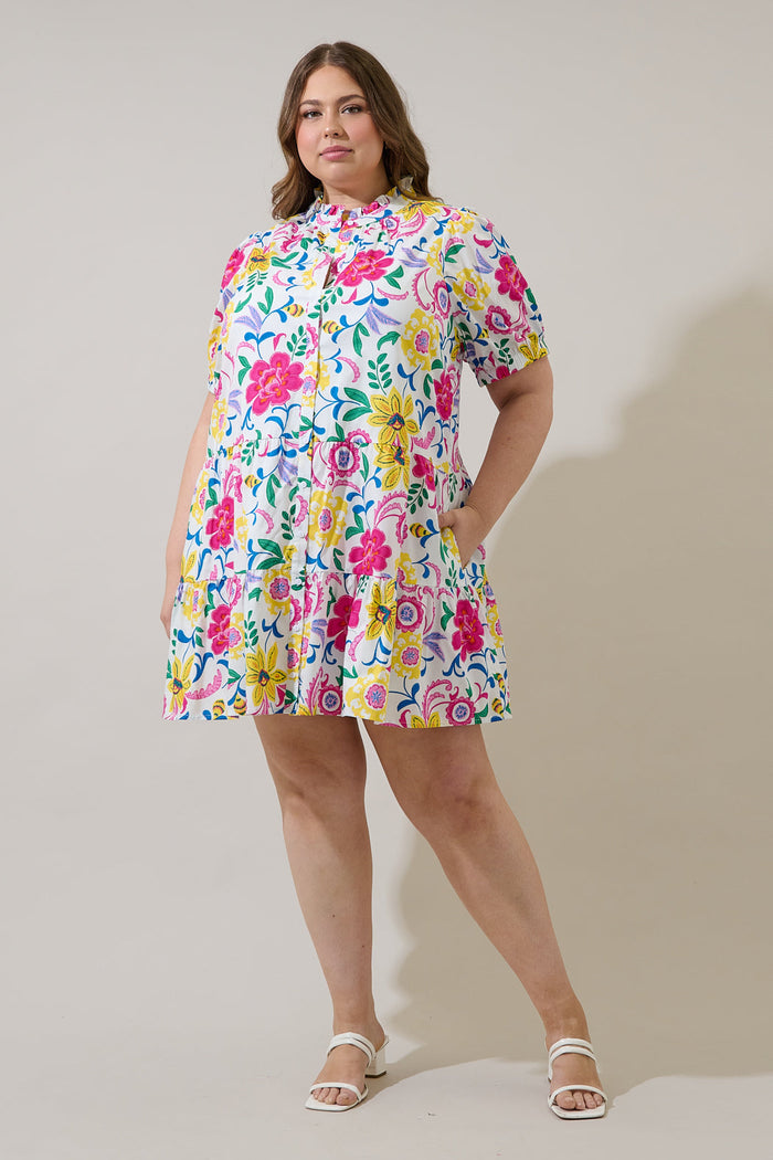 Kress Floral Domis Shift Mini Dress Curve