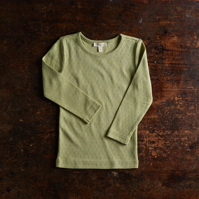 Lark Baby & Kids Top - Cotton Pointelle - Celadon