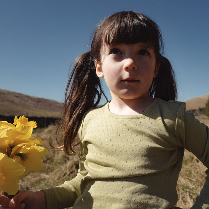Lark Baby & Kids Top - Cotton Pointelle - Celadon