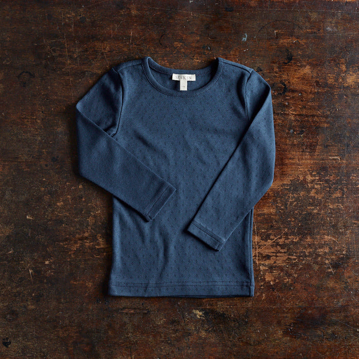 Lark Baby & Kids Top - Cotton Pointelle - Midnight