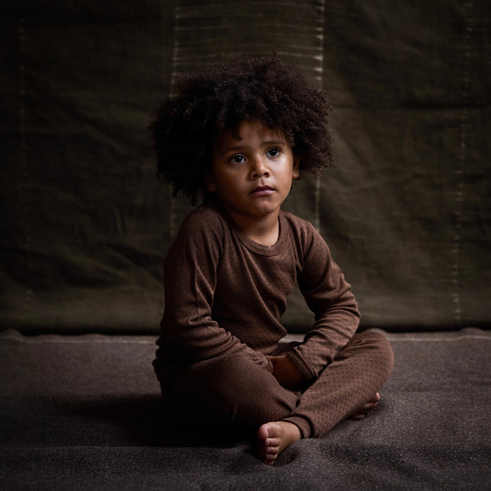 Lark Baby & Kids Top - Wool/Silk Pointelle - Pecan