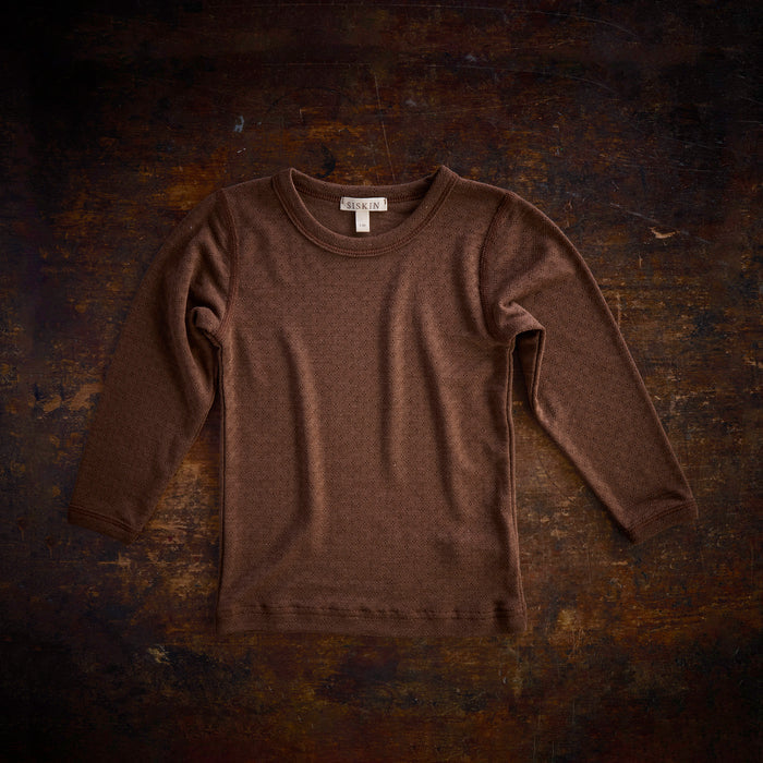 Lark Baby & Kids Top - Wool/Silk Pointelle - Pecan
